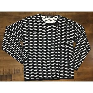 August Silk Sweater‎ Cardigan Black And White MEDIUM Super Soft